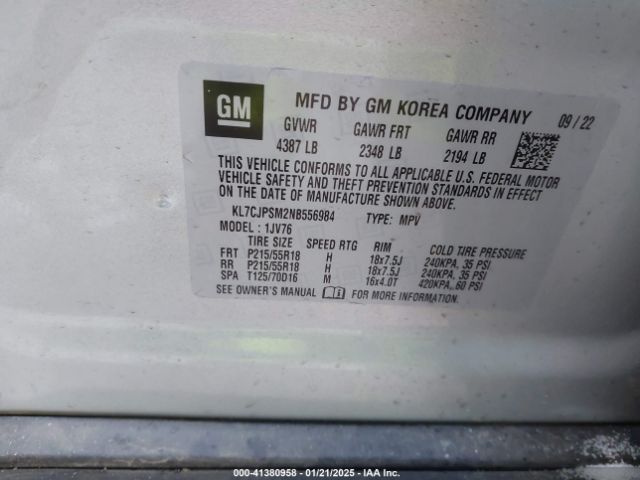 KL7CJPSM2NB556984 Chevrolet Trax Awd Lt