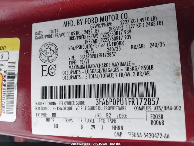 Ford Fusion Energi Se Luxury 2015 3FA6P0PU1FR172857 Image 9