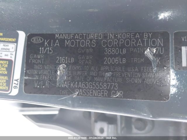 KNAFK4A63G5558773 KIA Forte