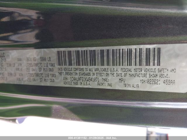 1C4HJXFG1KW541071 Jeep Wrangler Unlimited Rubicon 4x4