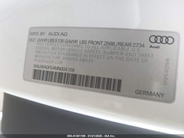 2021 AUDI A5 CABRIOLET WAUWAGF54MN004108 Photo 8