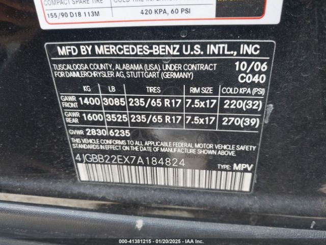 2007 MERCEDES-BENZ ML 320 CDI 4JGBB22EX7A184824 Photo 8