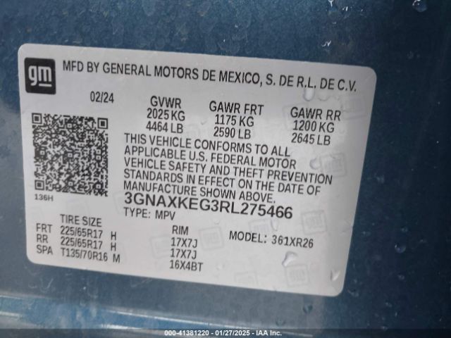 3GNAXKEG3RL275466 Chevrolet Equinox Fwd Lt