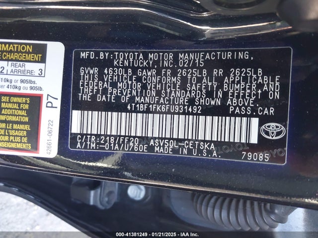 Toyota CAMRY SE 2015 4T1BF1FK6FU931492 Image 9