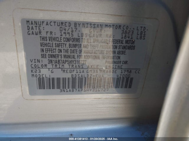 Nissan SENTRA SV 2017 3N1AB7AP5HY316727 Image 9