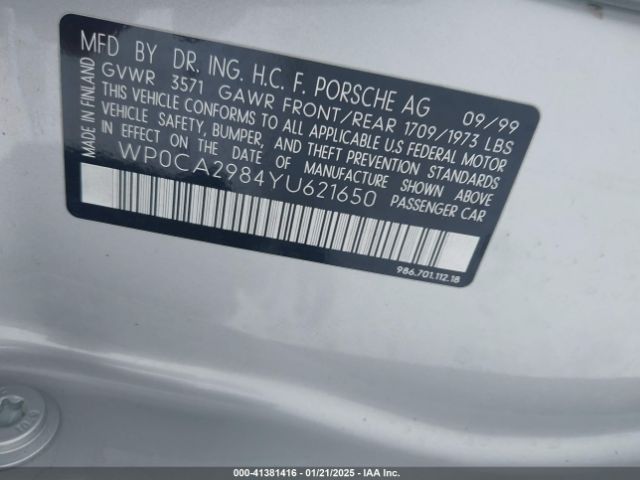 2000 PORSCHE BOXSTER WP0CA2984YU621650 Photo 8