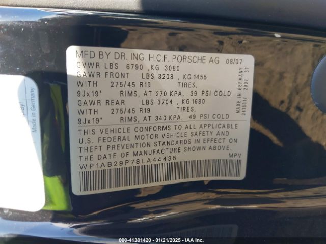 2008 PORSCHE CAYENNE WP1AB29P78LA44435 Photo 8