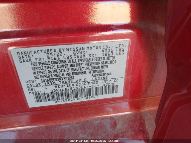 3N1AB8CV3NY301267 Nissan Sentra Sv Xtronic Cvt