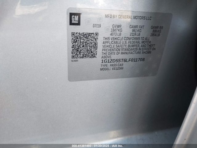 1G1ZD5ST6LF011708 Chevrolet Malibu Fwd Lt