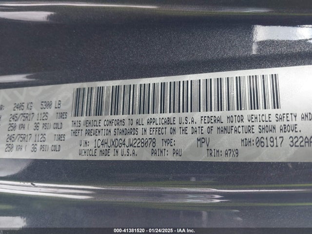 1C4HJXDG4JW228078 Jeep Wrangler Unlimited Sport S 4x4