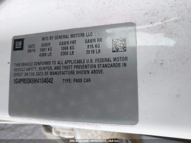 1G4PR5SK8H4104042 Buick Verano Sport Touring