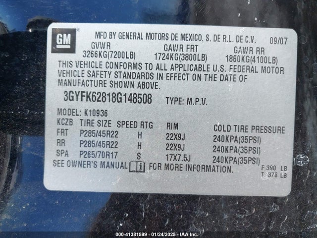 2008 CADILLAC ESCALADE EXT 3GYFK62818G148508 Photo 8