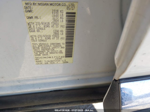5N1AZ2MG2HN171730 Nissan MURANO SL