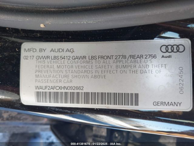 WAUF2AFCXHN092662 Audi A6 3.0t Premium Plus