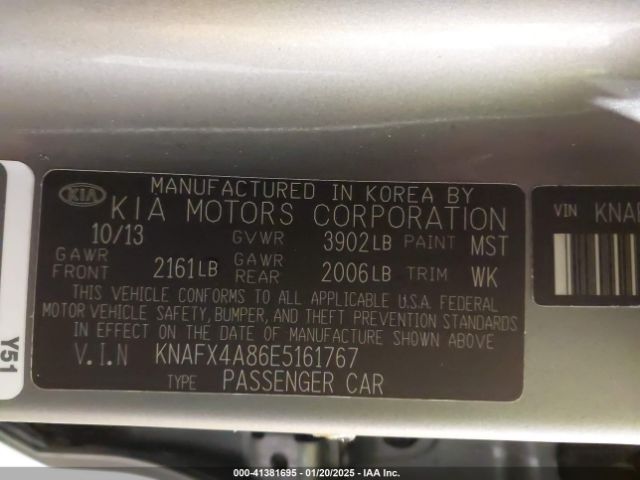 KNAFX4A86E5161767 KIA FORTE EX