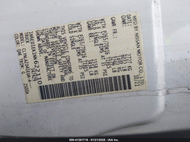 1N6ED1EK1NN622110 Nissan Frontier S 4x4