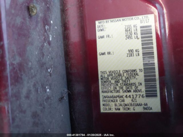 1N4AA6AP6HC441776 Nissan Maxima 3.5 S