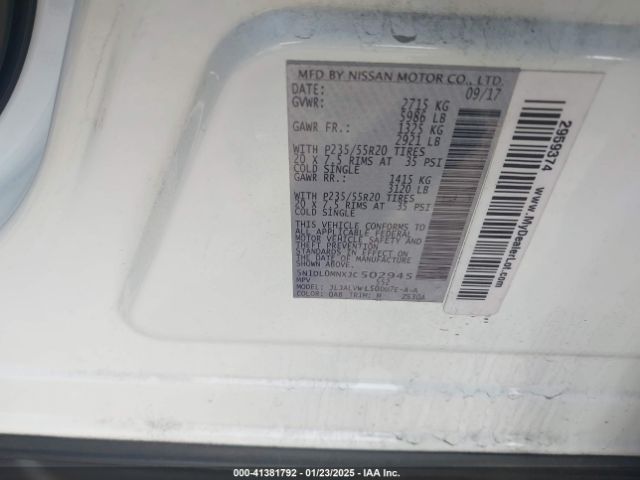 5N1DL0MNXJC502945 Infiniti QX60