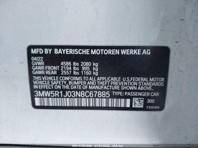 2022 BMW 330I 3MW5R1J03N8C67885 Photo 8