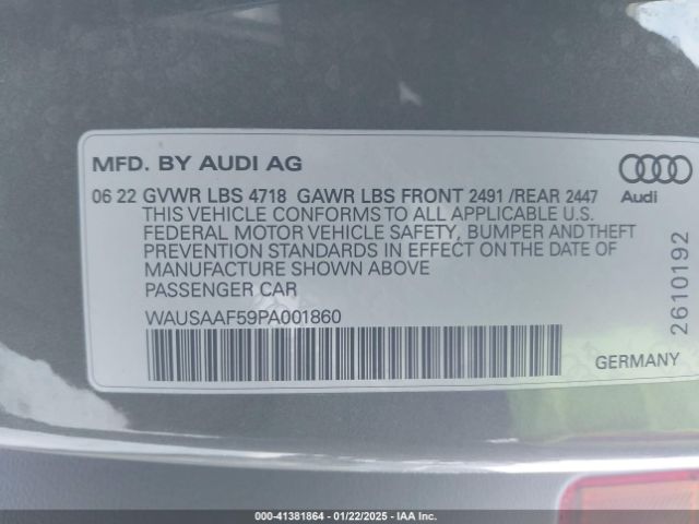 WAUSAAF59PA001860 Audi A5 Premium 45 Tfsi S Line Quattro S Tronic