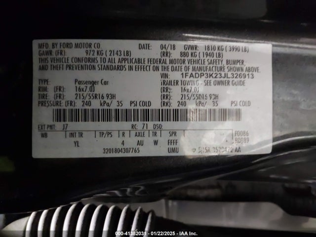 Ford FOCUS SE 2018 1FADP3K23JL326913 Image 9