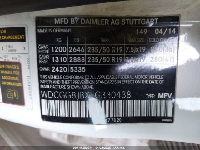 WDCGG8JBXEG330438 Mercedes-Benz Glk 350 4matic