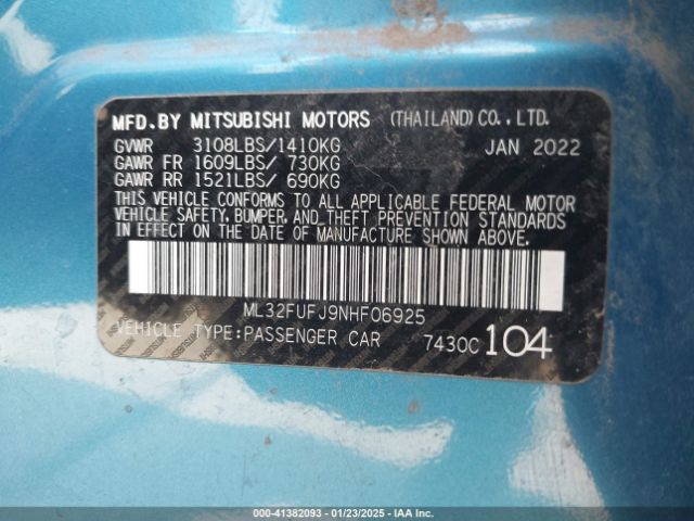 2022 MITSUBISHI MIRAGE G4 ML32FUFJ9NHF06925 Photo 8