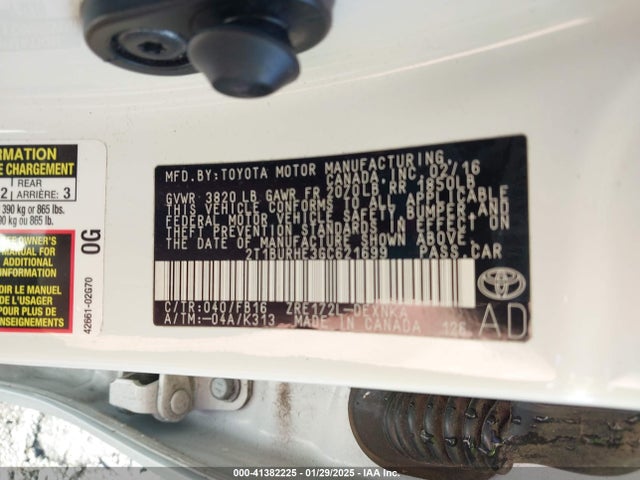 2T1BURHE3GC621699 Toyota COROLLA LE
