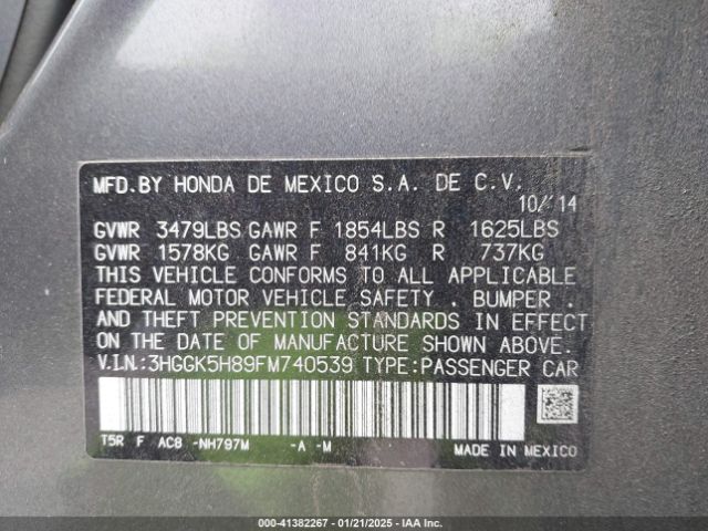 3HGGK5H89FM740539 Honda Fit Ex/ex-l