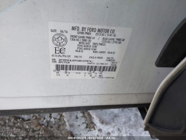 2FMPK4J97GBC07874 Ford EDGE SEL