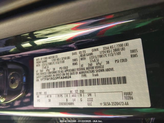 1FTFW1RG3PFA94624 Ford F-150 Raptor