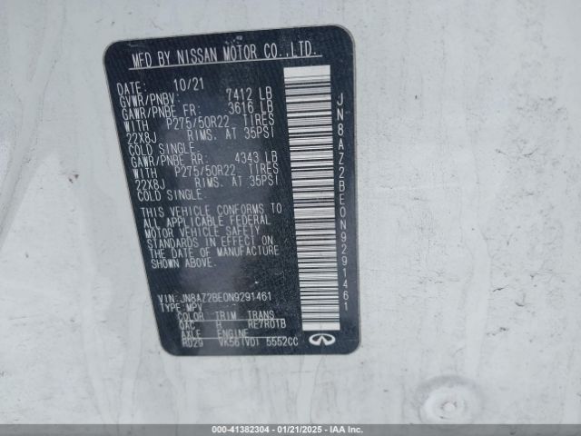 JN8AZ2BE0N9291461 Infiniti Qx80 Sensory Awd