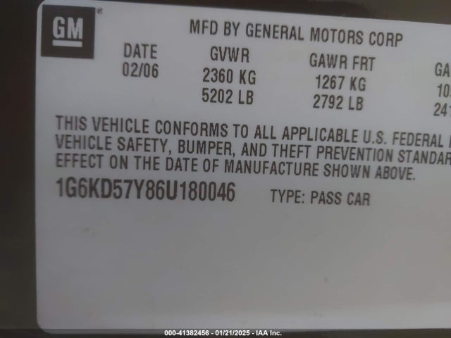 2006 CADILLAC DTS 1G6KD57Y86U180046 Photo 8