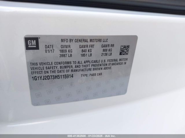 2017 CHEVROLET CORVETTE 1G1YJ2D73H5115914 Photo 8