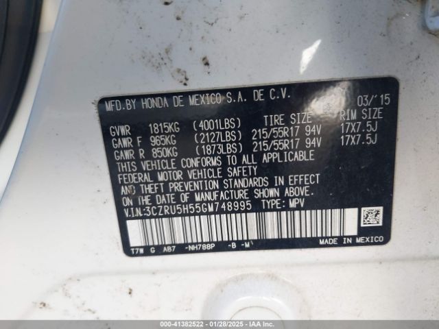 3CZRU5H55GM748995 Honda HR-V EX
