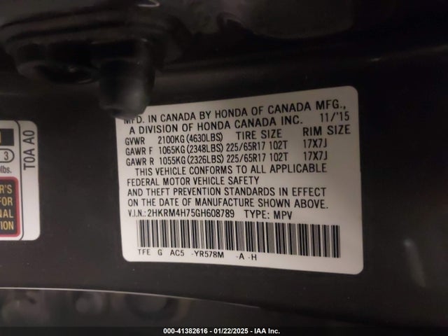Honda Cr-v Ex-l 2016 2HKRM4H75GH608789 Image 9