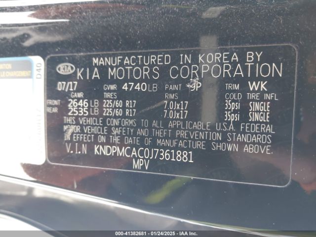 KNDPMCAC0J7361881 KIA Sportage Lx