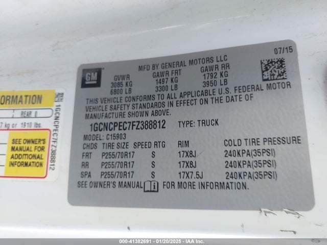 Chevrolet Silverado 1500 Wt 2015 1GCNCPEC7FZ388812 Image 9