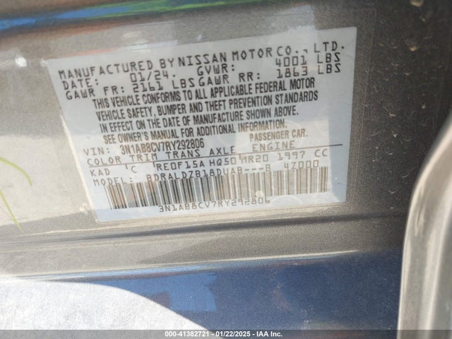 3N1AB8CV7RY292806 Nissan Sentra Sv Xtronic Cvt