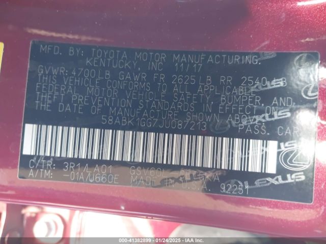 58ABK1GG7JU087213 Lexus ES 350