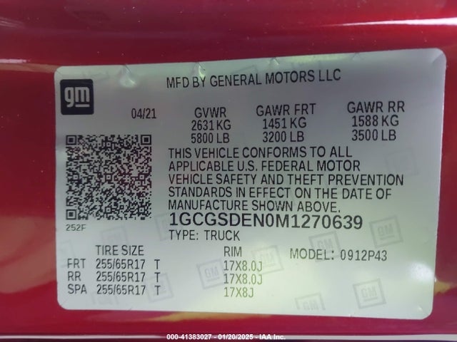 1GCGSDEN0M1270639 Chevrolet Colorado 2wd  Short Box Z71