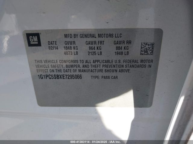 1G1PC5SBXE7295066 Chevrolet Cruze 1lt Auto