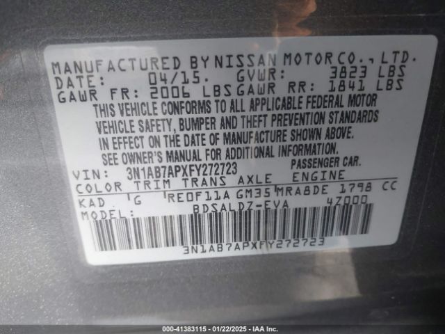 3N1AB7APXFY272723 Nissan SENTRA SV