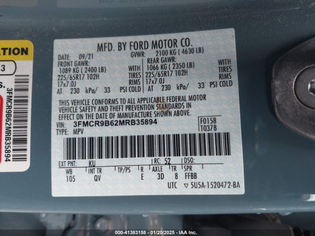 3FMCR9B62MRB35894 Ford Bronco Sport Big Bend