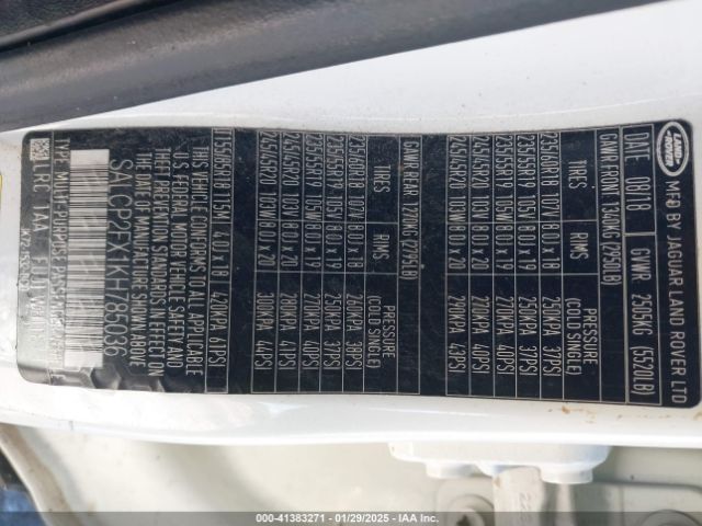 SALCP2FX1KH785036 Land Rover Discovery Sport Se