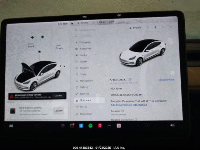 5YJ3E1EA9MF908329 Tesla Model 3 Standard Range Plus Rear-wheel Drive