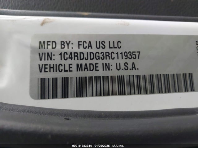 1C4RDJDG3RC119357 Dodge Durango Gt Plus Awd