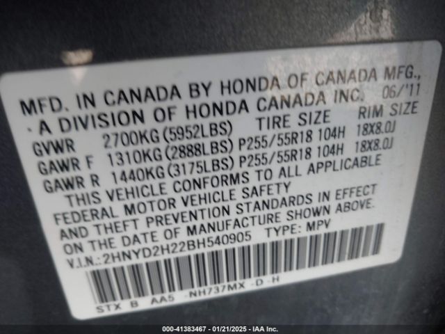 2011 ACURA MDX 2HNYD2H22BH540905 Photo 8