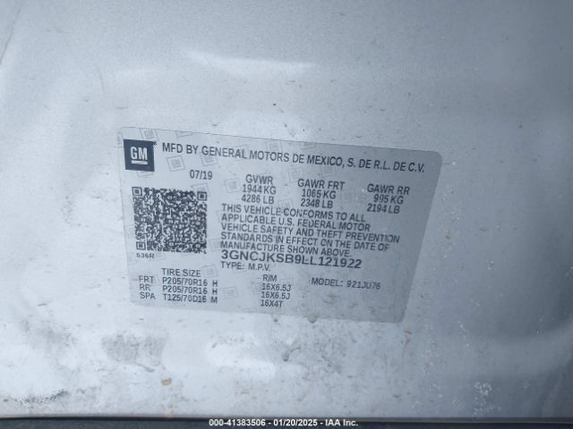 3GNCJKSB9LL121922 Chevrolet Trax Fwd Ls