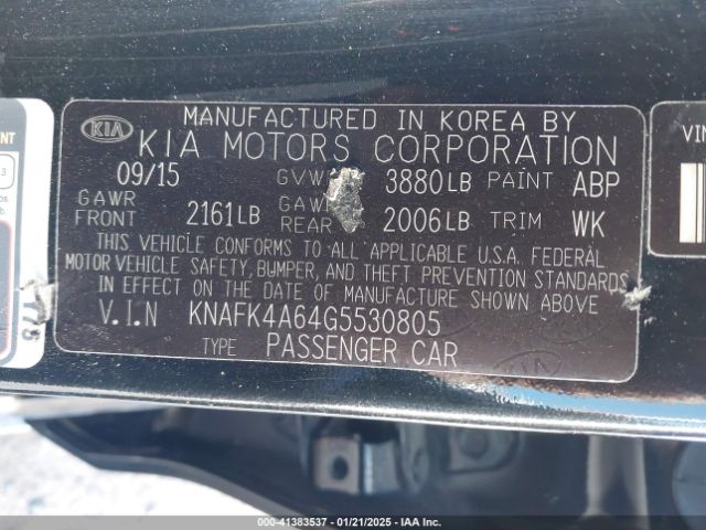 KNAFK4A64G5530805 KIA FORTE LX
